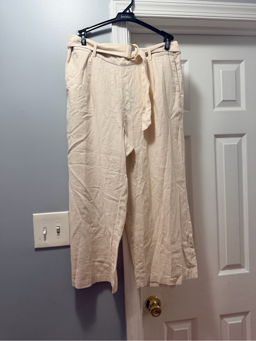 Micheal kors High-Waist Belted Wide-Leg Pants in Cream
